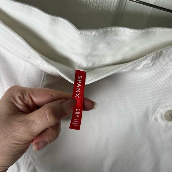 Spanx White High Rise Stretch Twill Cropped Wide Leg Button Pull On Pant XL - Picture 10 of 10